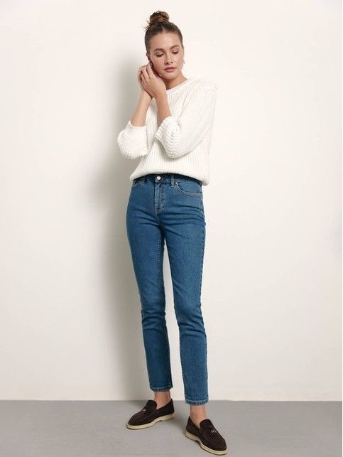 Cropped jumper in chunky yarn with cotton LDK 152