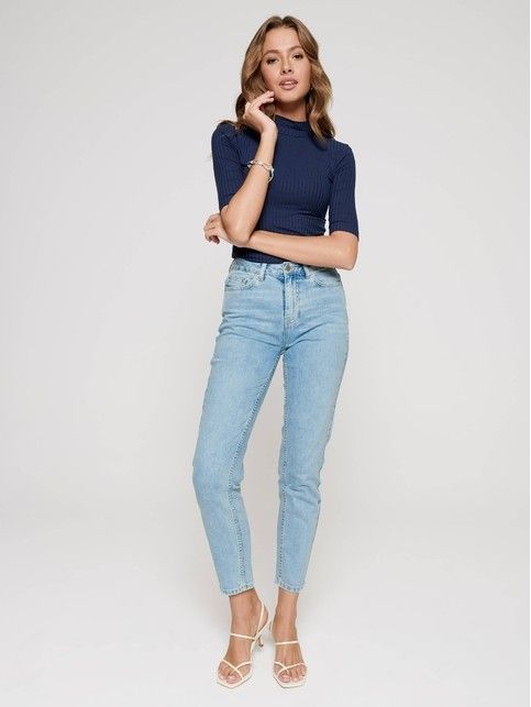 Ultra-comfortable high-rise Mom Fit special stonewashed jeans CON-188