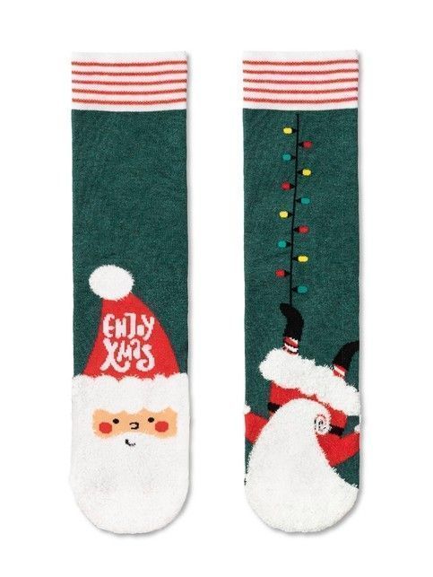 Christmas socks with fluffy thread «Enjoy Xmas»