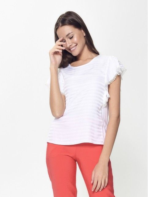 Trendy silky shirt with flounces LBL 908