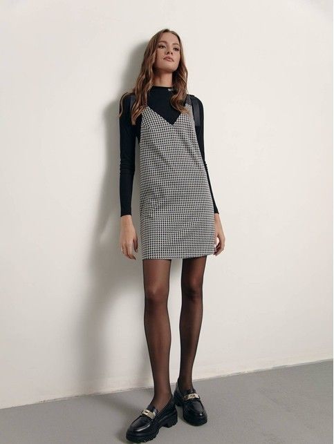 Houndstooth sundress with accent straps LSF 1404
