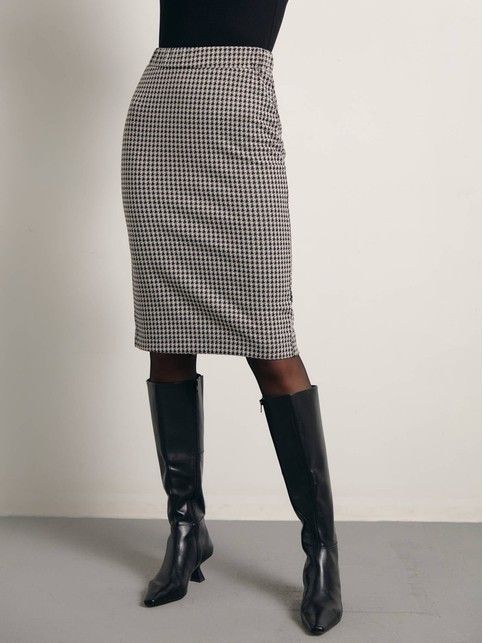 Houndstooth straight skirt LU 1414