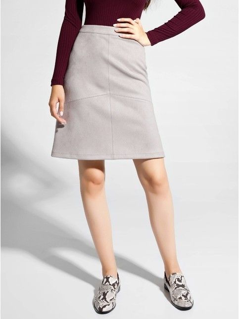 A-line suede skirt with raised lines DESIRE