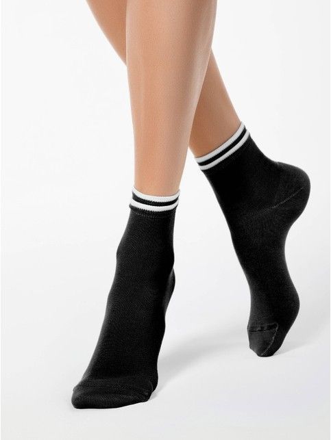 Cotton socks CLASSIC with decorative elastic band
