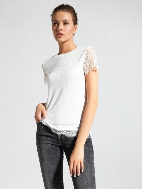 Premium quality textured viscose top with lace LD 1033