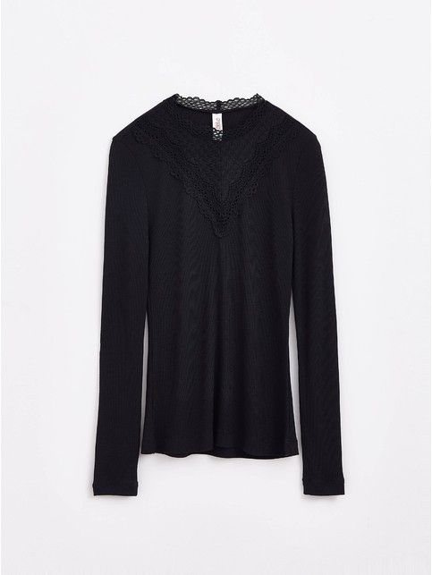 Ribbed jumper with lace insert LD 1362