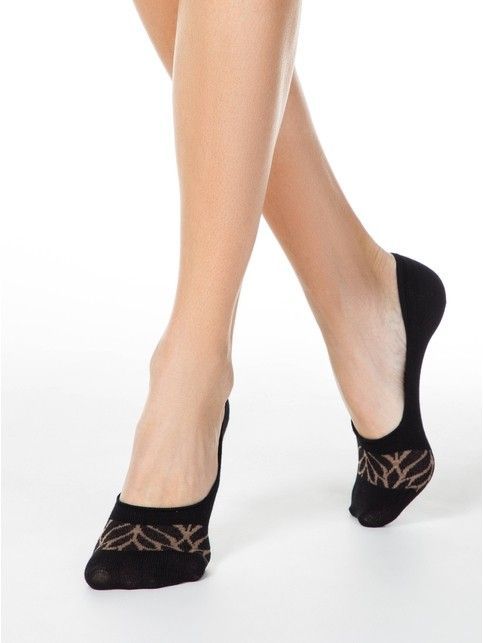 Cotton footlets CLASSIC with floral pattern