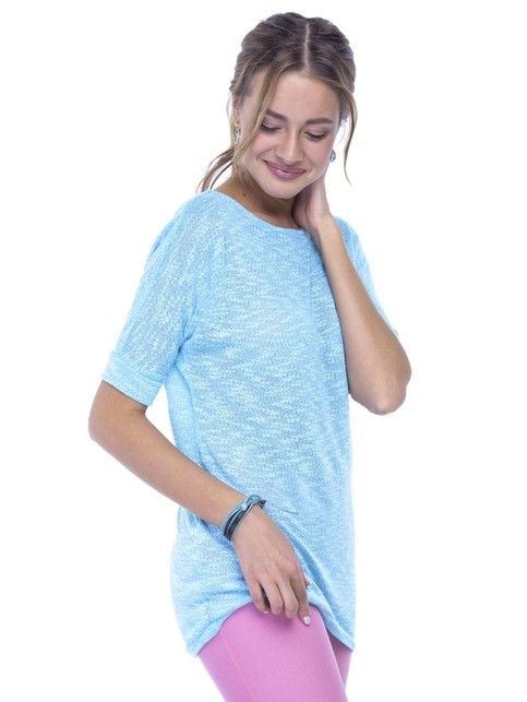 Elongated textured t-shirt with ties on the back LD 524