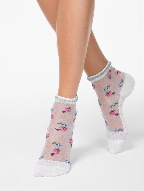 Fancy socks with imitation embroidery and 
