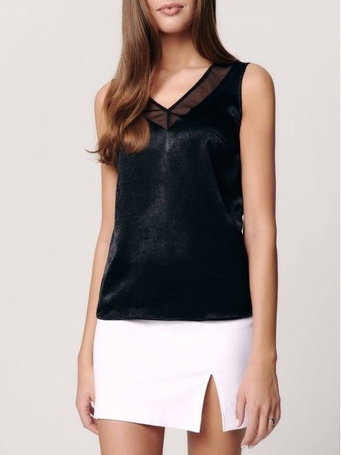 Blouse made of light satin fabric with velvet effect LBL 1172