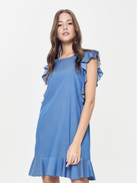 A-line denim gown with flounces LPL 905