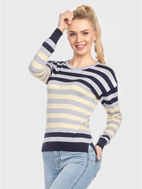 Knitted jumper with decorative button placket at the back LDK 008