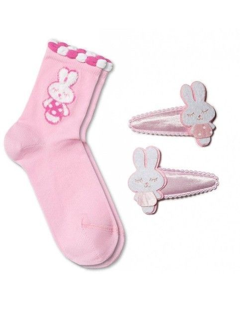 Cotton socks TIP-TOP with hair clips