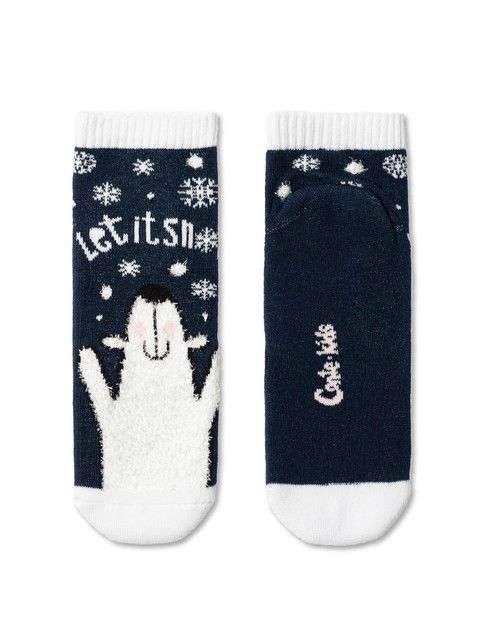 Short christmas socks terry foot and fluffy thread «Let it snow»