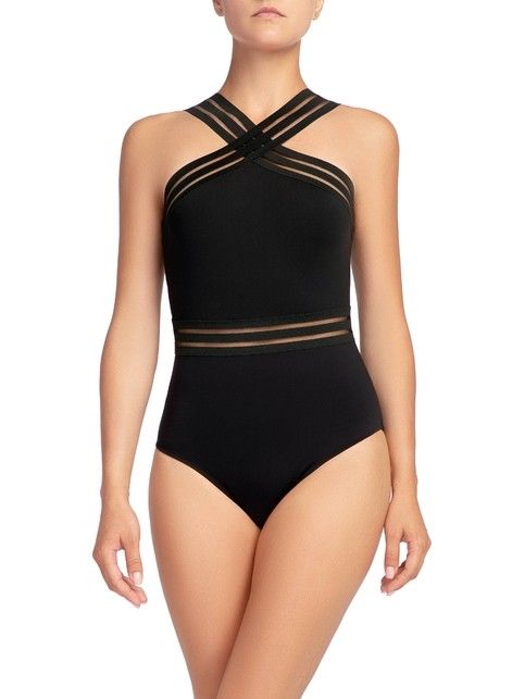 One piece swimsuit with decorative elastic band MILENA
