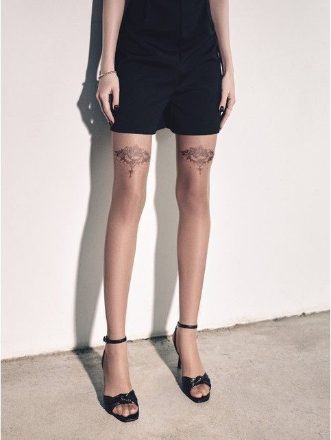 Limited tights with a tattoo pattern 