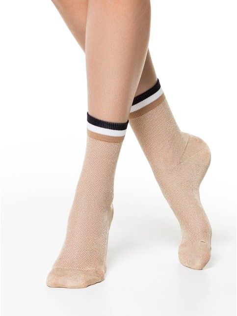 Longer mesh socks with lurex