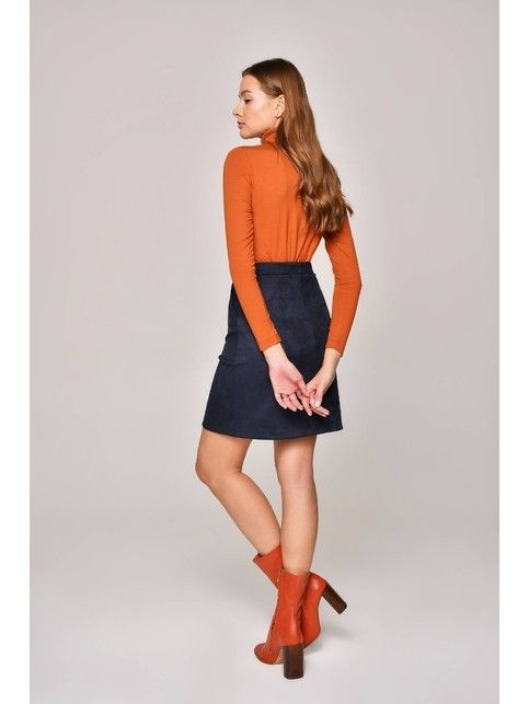 CELINA A-line skirt with suede effect and raised lines
