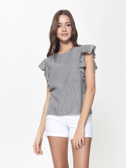 Trendy silky shirt with flounces LBL 909