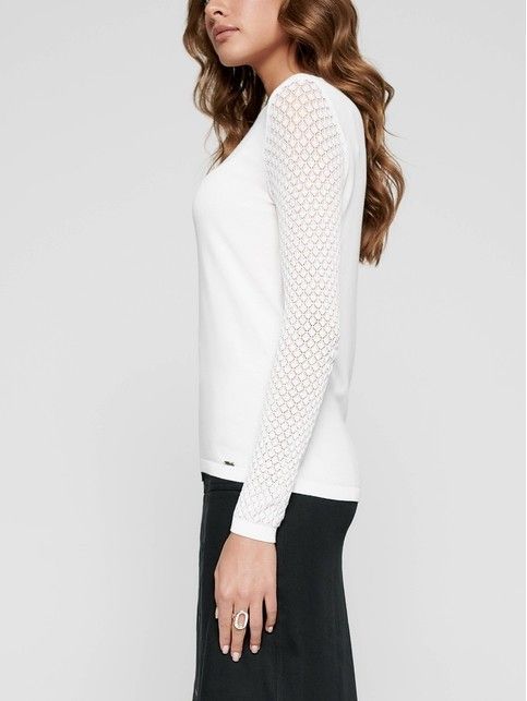 Knit pullover with openwork sleeves made of viscose yarn LDK 090