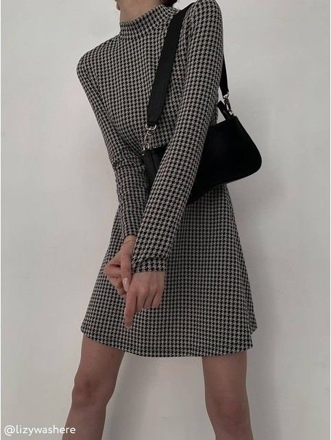 Slim-fit mini goose foot dress LPL 1403