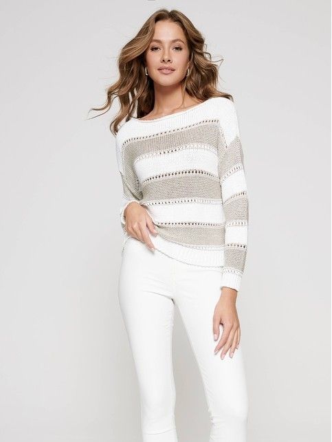 Knit textured pullover made of voluminous yarn with viscose LDK 091