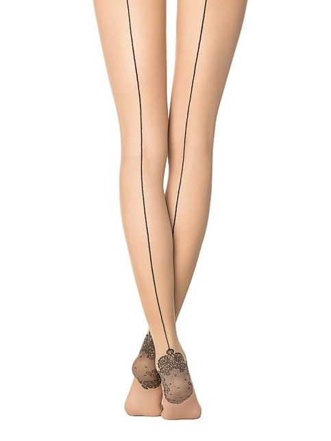 Tights with imitation seam and openwork tracers TRACE Lycra®