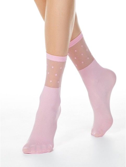Extended socks with a transparent FANTASY polka dot top
