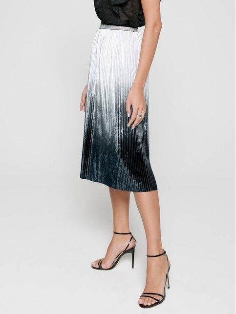 Velour skirt with pleating and gradient effect AMBER