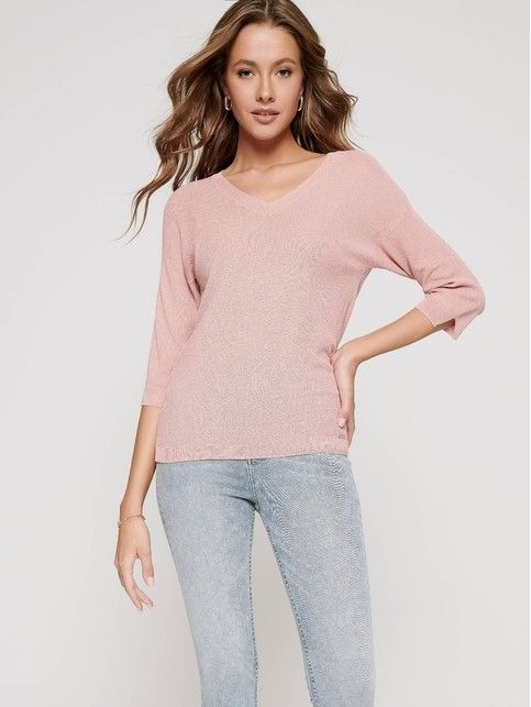 Textured pullover with slits on the sleeves made of viscose yarn LDK 086