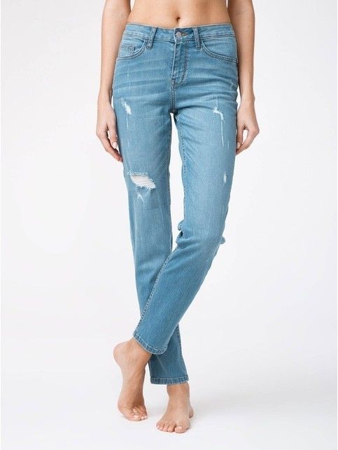 Trendy eco-friendly jeans with a scuffed effect CON-145