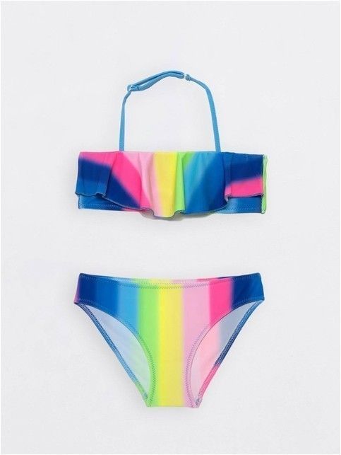 GOOD VIBES rainbow swimsuit with flounce