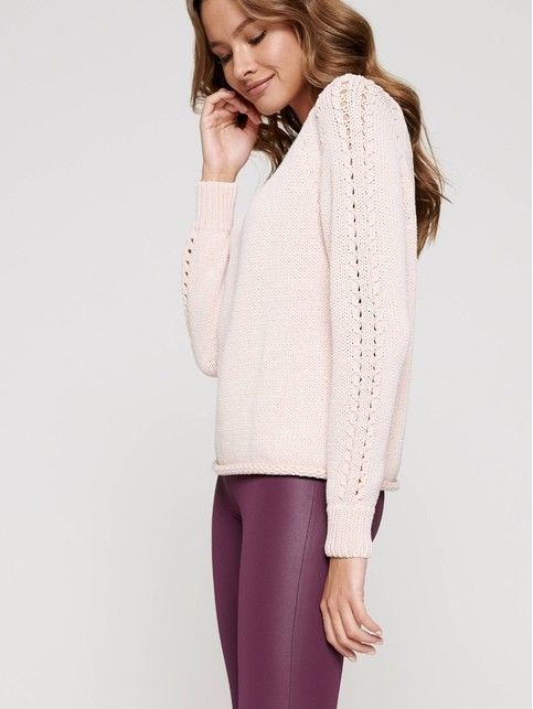 Cable-knit pullover made of bulk cotton yarn LDK 093