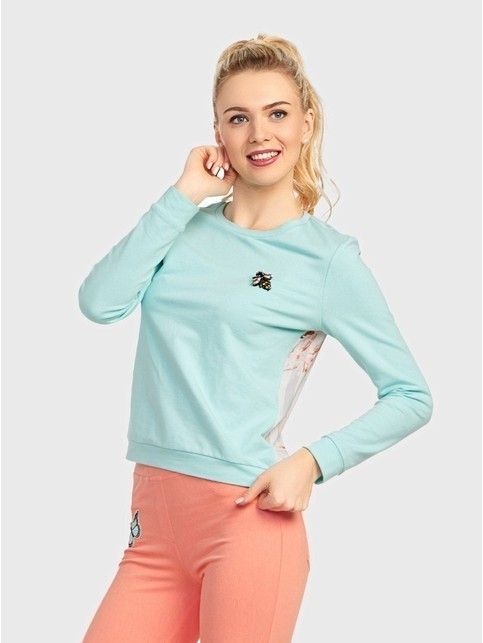 Jumper with brooch and insert in floral pattern fabric LD 704