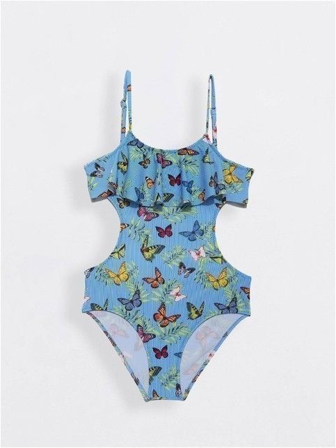 One-piece swimsuit with flounce SWEET BUTTERFLY