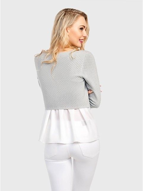 Textured knitted jumper with simulated shirt LDK 028