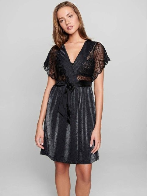 Bathrobe with lace and Swarovski® crystals LHW 1086