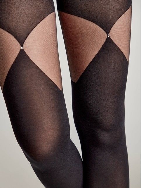 Sheer tights with FOXY rhinestone patch