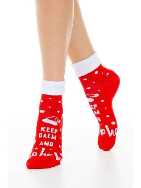 Christmas socks with terry foot with lapel and lurex «Ho-ho»