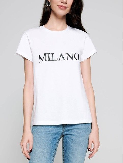White soft cotton t-shirt with embroidery 