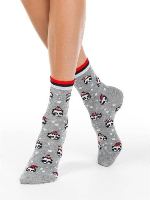 Christmas socks with lurex «Xmas panda»