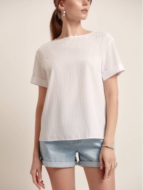 Sheer blouse with textured stripes LBL 1187