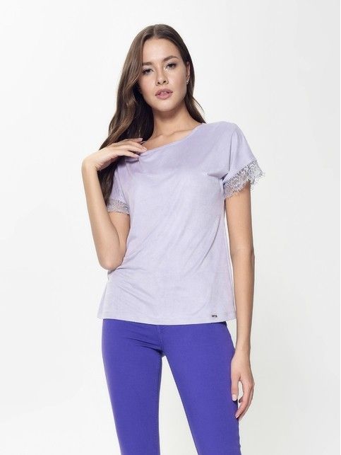 Top with suede effect and delicate lace LD 917