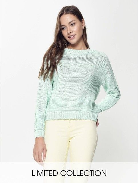 Trendy jumper made of voluminous yarn with cotton LDK042