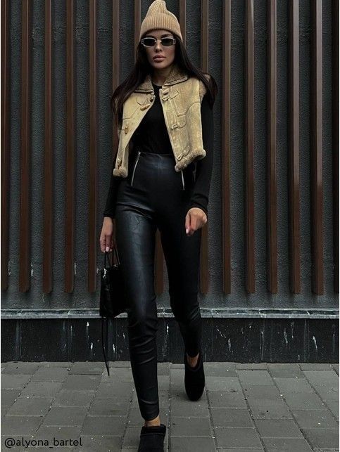 LLG 1428 Leather Look Leggings with Zippers