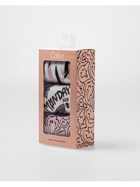 Mood box Monday print long socks set (3 pairs)