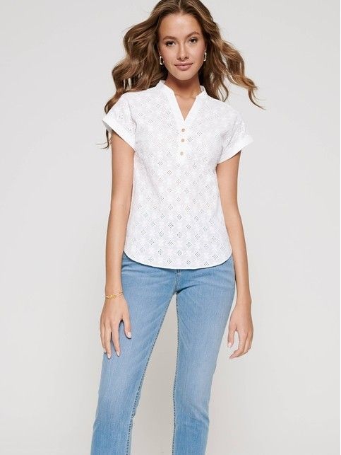 Premium quality cotton shirt with richelieu embroidery LBL 1090