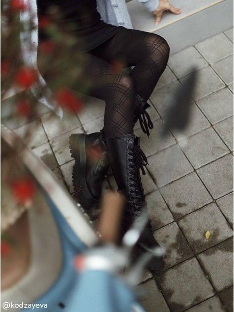 Tights with a raised geometric pattern ADELE Lycra®