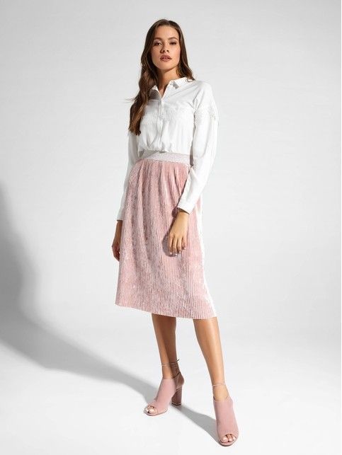 Solid viscose shirt with textured lace LBL 1036